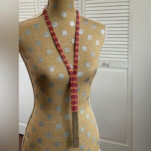 Amazing Vintage handmade Glass beaded statement necklace with chains